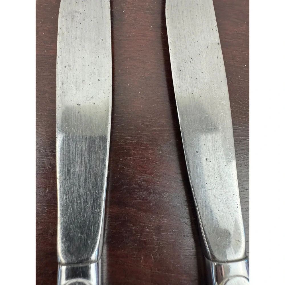 Vintage Will O Wisp Stainless Steel Dinner Knives Set of 4 Mid Century Leaf